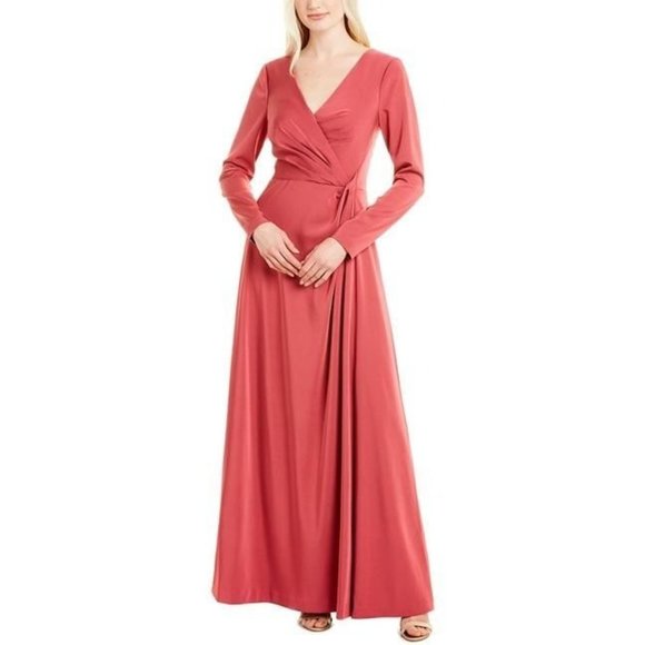 NWT Kay Unger Size 6 Formal Gown Maxi Dress Surplice Neck Pink - Picture 1 of 10